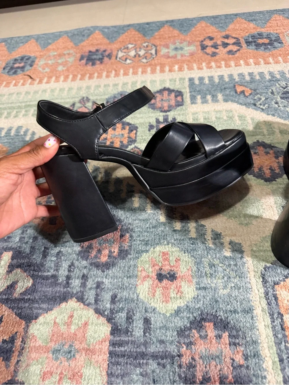 Dream Pairs Black Platform Sandals with Buckle